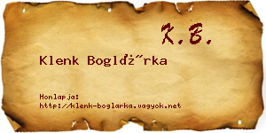 Klenk Boglárka névjegykártya